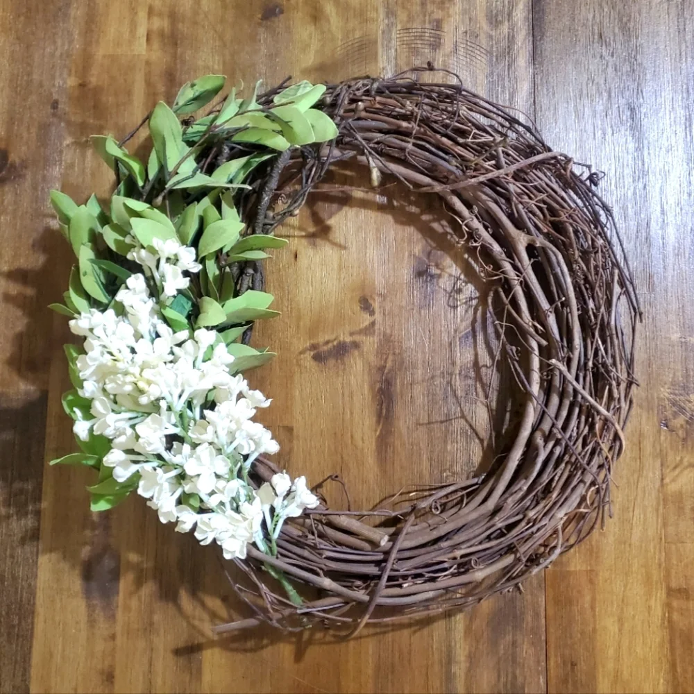 Beautiful Wreath with Faux Greenery & Flowers - Farmhouse Boho Bohemian Cottage